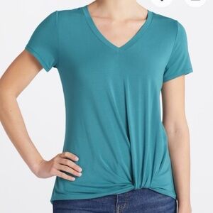 Nine Britton Levie Short Sleeve V Neck Blue Front Knot Shirt Top Size Medium